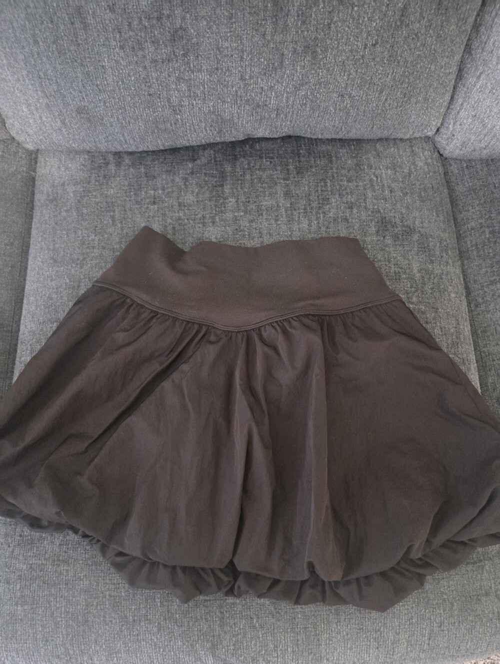 Brown Bubble Skirt with Stretch Waistband - Women's Skater Style
